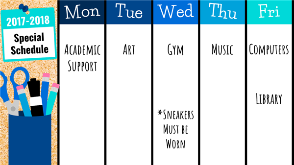 Specials Schedule
